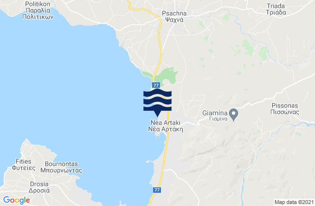 Mapa da tábua de marés em Néa Artáki, Greece