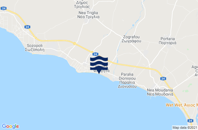Mapa da tábua de marés em Néa Flogitá, Greece
