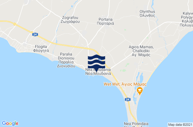 Mapa da tábua de marés em Néa Moudhaniá, Greece