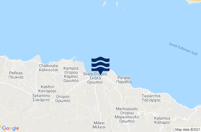 Mapa da tábua de marés em Néa Palátia, Greece