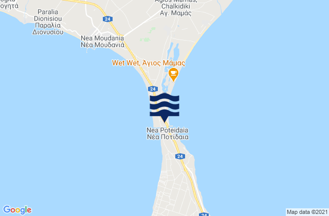 Mapa da tábua de marés em Néa Poteídaia, Greece