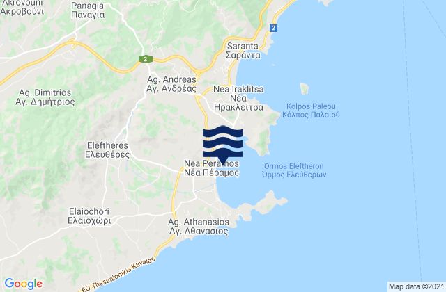 Mapa da tábua de marés em Néa Péramos, Greece