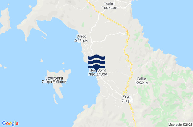 Mapa da tábua de marés em Néa Stíra, Greece