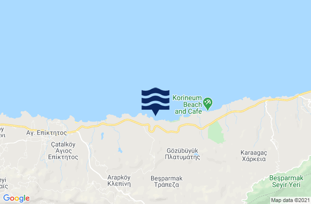 Mapa da tábua de marés em Néo Chorió, Cyprus