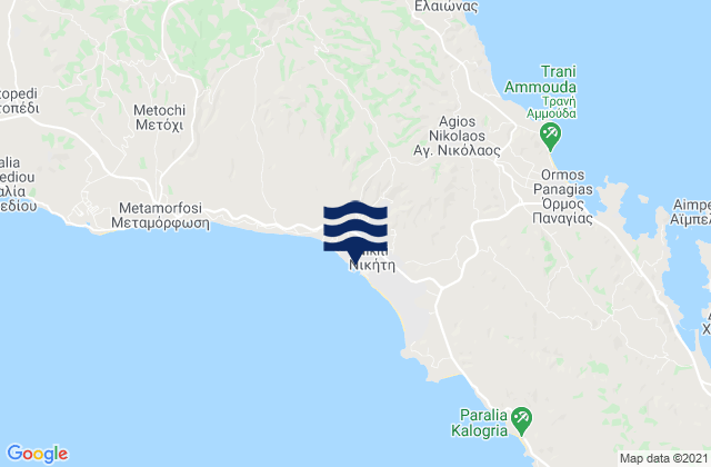 Mapa da tábua de marés em Níkiti, Greece