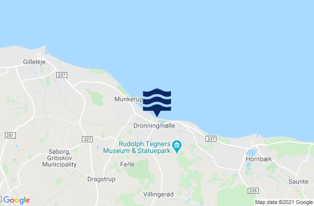 Mapa da tábua de marés em Nødebo, Denmark