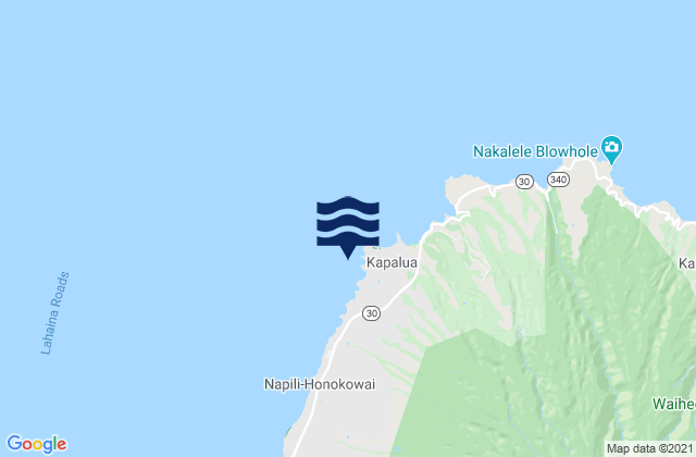Mapa da tábua de marés em Nāpili Bay, United States