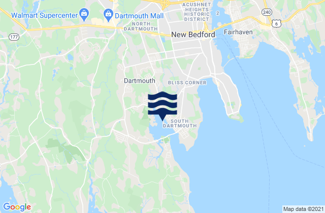 Mapa da tábua de marés em Oak Hill Shores, United States