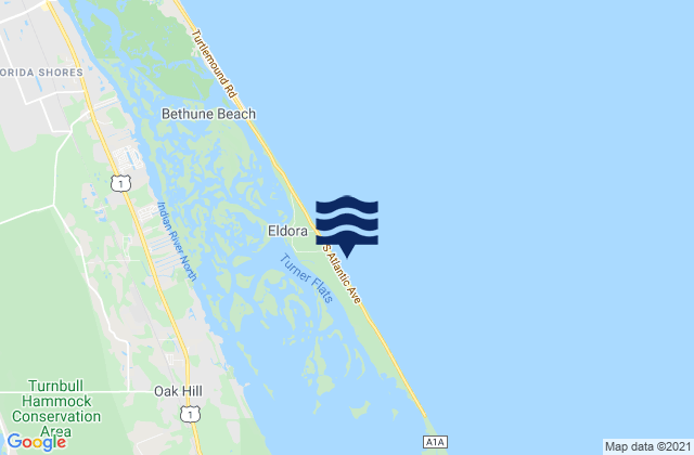Mapa da tábua de marés em Oak Hill, United States