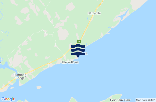 Mapa da tábua de marés em Oak Point, Canada