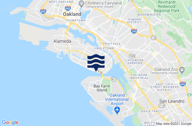 Mapa da tábua de marés em Oakland Harbor Park Street Bridge, United States