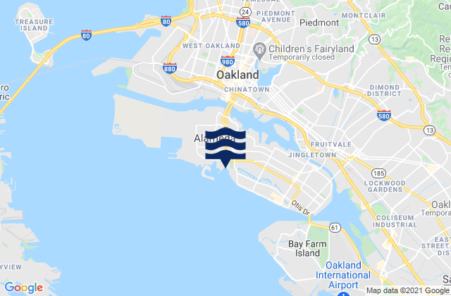 Mapa da tábua de marés em Oakland Harbor WebStreeter Street, United States