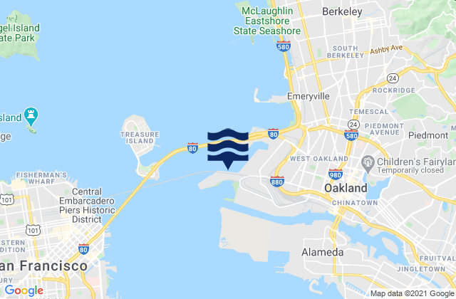 Mapa da tábua de marés em Oakland Matson Wharf, United States