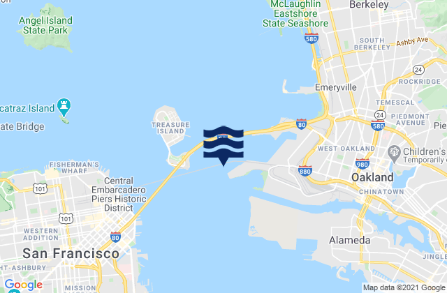 Mapa da tábua de marés em Oakland Outer Harbor Entrance LB 3, United States