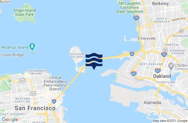 Mapa da tábua de marés em Oakland Yerba Buena Island, United States