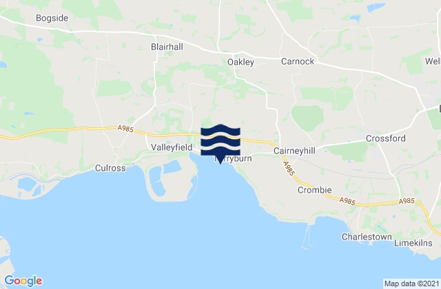 Mapa da tábua de marés em Oakley, United Kingdom