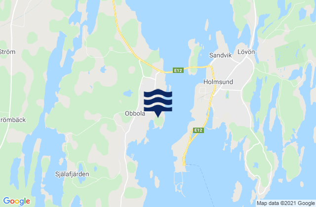 Mapa da tábua de marés em Obbola, Sweden