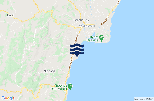 Mapa da tábua de marés em Ocaña, Philippines