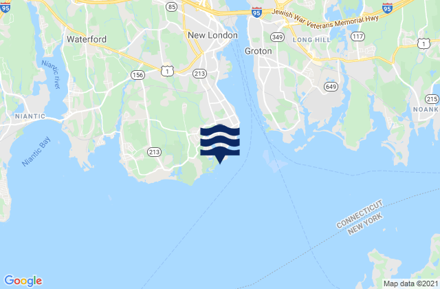 Mapa da tábua de marés em Ocean Beach Park New London, United States