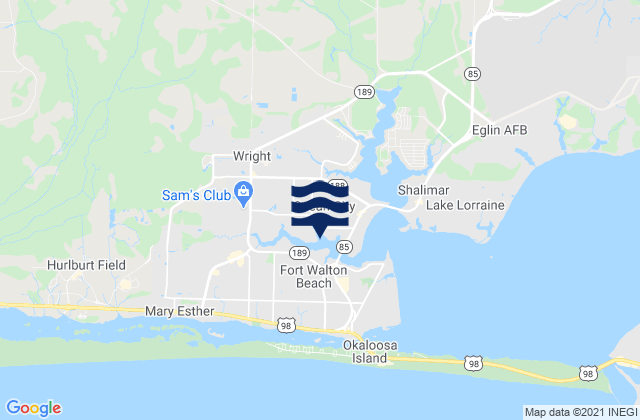 Mapa da tábua de marés em Ocean City, United States