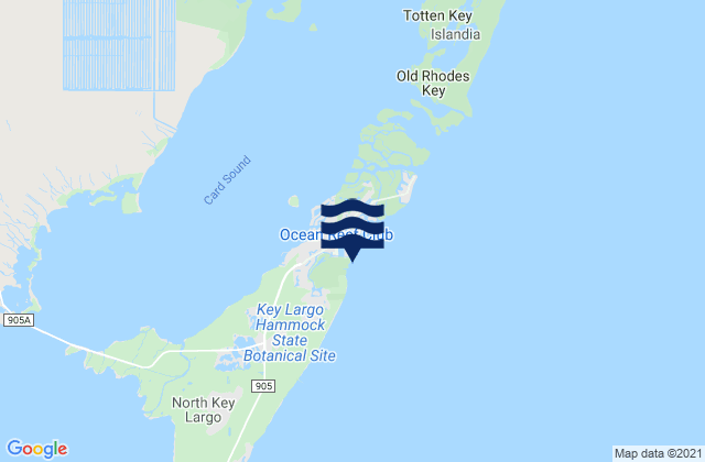 Mapa da tábua de marés em Ocean Reef Harbor (Key Largo), United States