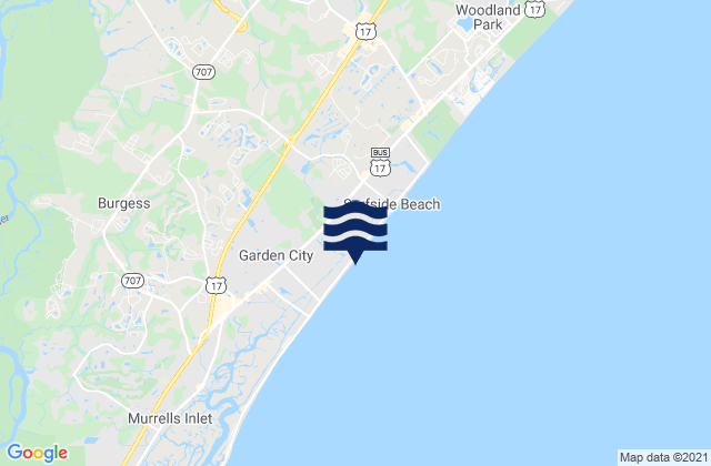 Mapa da tábua de marés em Oceanside Beach, United States
