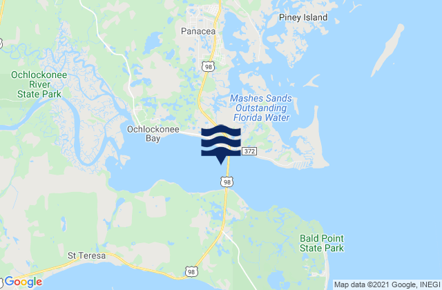 Mapa da tábua de marés em Ochlockonee Bay, United States