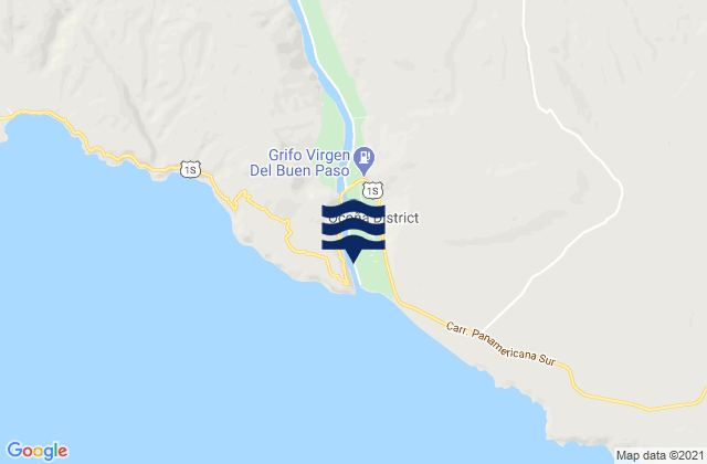 Mapa da tábua de marés em Ocoña, Peru