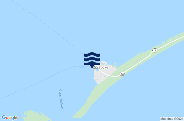 Mapa da tábua de marés em Ocracoke (Ocracoke Island), United States