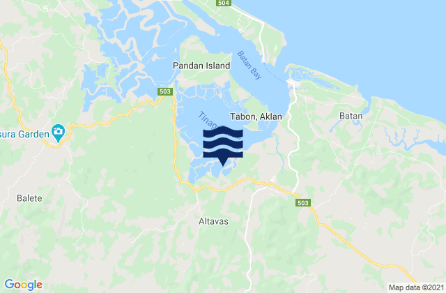 Mapa da tábua de marés em Odiong, Philippines