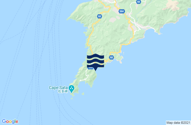 Mapa da tábua de marés em Odomari (Kagosima), Japan