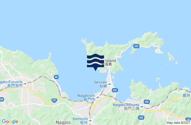 Mapa da tábua de marés em Odomari (Senzaki), Japan