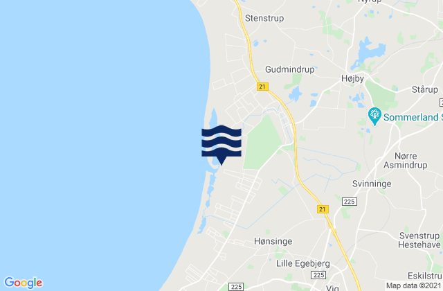 Mapa da tábua de marés em Odsherred Kommune, Denmark