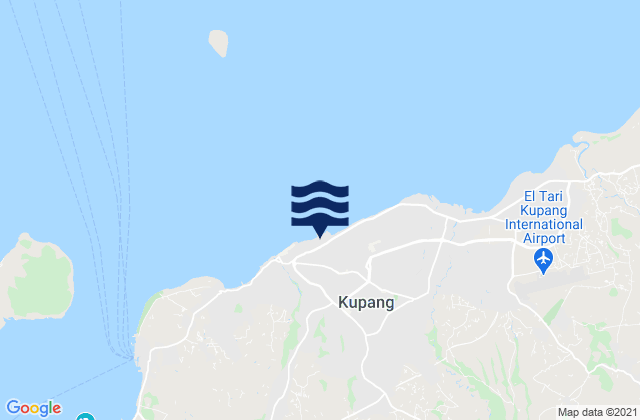 Mapa da tábua de marés em Oeba, Indonesia