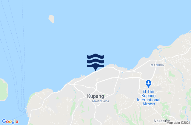 Mapa da tábua de marés em Oebufu, Indonesia