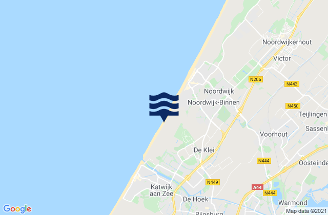Mapa da tábua de marés em Oegstgeest, Netherlands