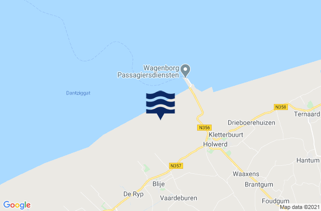 Mapa da tábua de marés em Oentsjerk, Netherlands