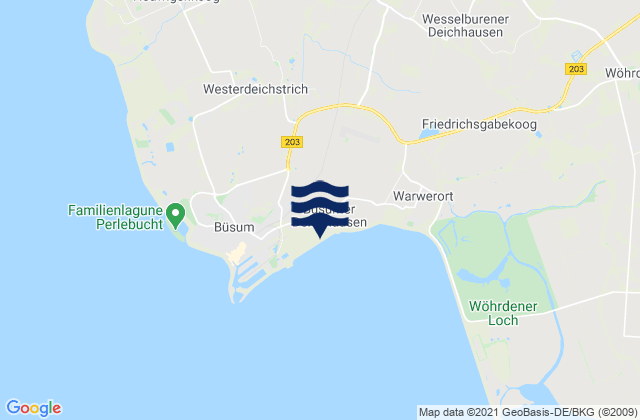 Mapa da tábua de marés em Oesterdeichstrich, Germany