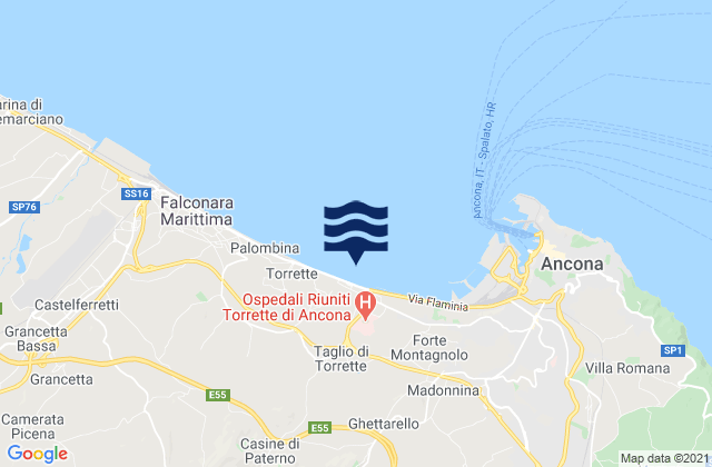 Mapa da tábua de marés em Offagna, Italy
