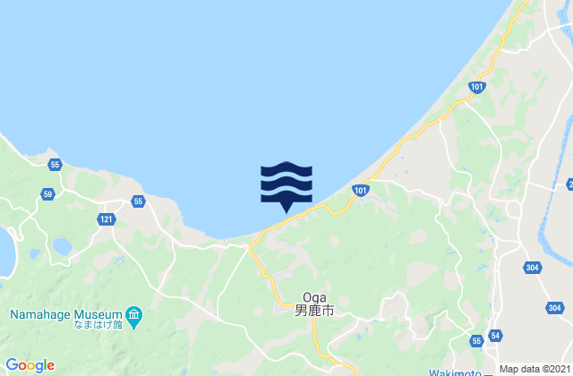Mapa da tábua de marés em Oga-shi, Japan