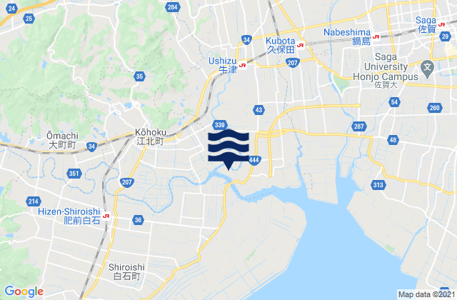 Mapa da tábua de marés em Ogi-shi, Japan