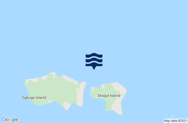 Mapa da tábua de marés em Ogliuga Island pass East of Delarof Is, United States