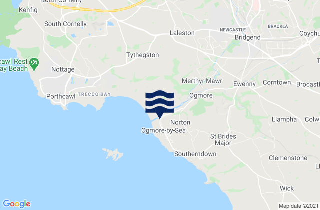 Mapa da tábua de marés em Ogmore-by-Sea, United Kingdom