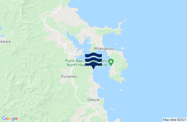 Mapa da tábua de marés em Ohawini Bay, New Zealand