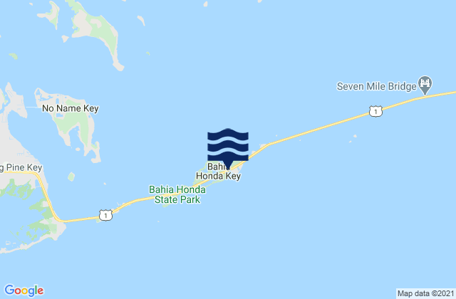 Mapa da tábua de marés em Ohio Key-Bahia Honda Key Channel (West Side), United States