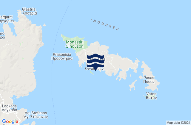 Mapa da tábua de marés em Oinoússes, Greece