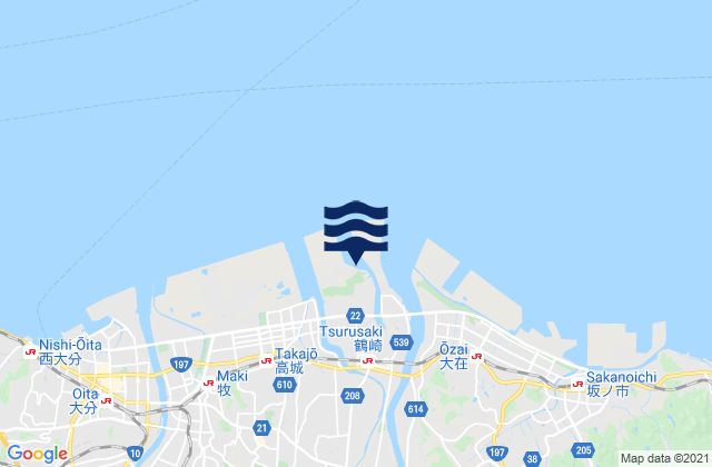Mapa da tábua de marés em Oita-Turusaki, Japan