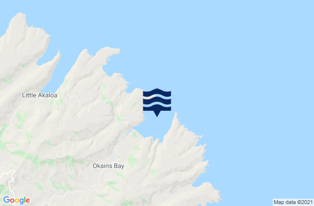 Mapa da tábua de marés em Okains Bay, New Zealand
