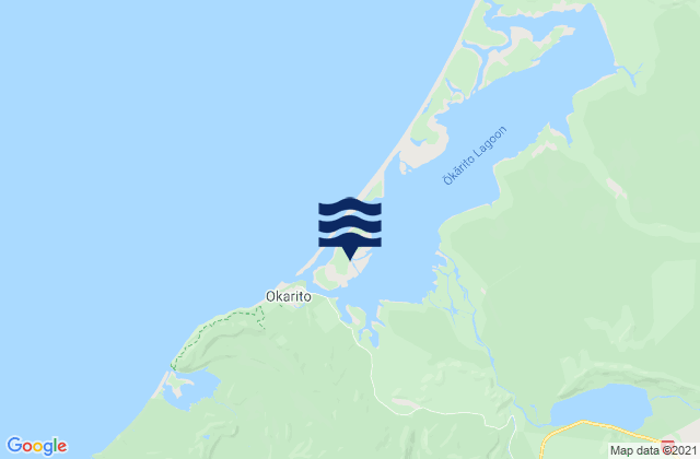 Mapa da tábua de marés em Okarito, New Zealand