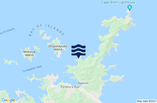 Mapa da tábua de marés em Oke Bay, New Zealand